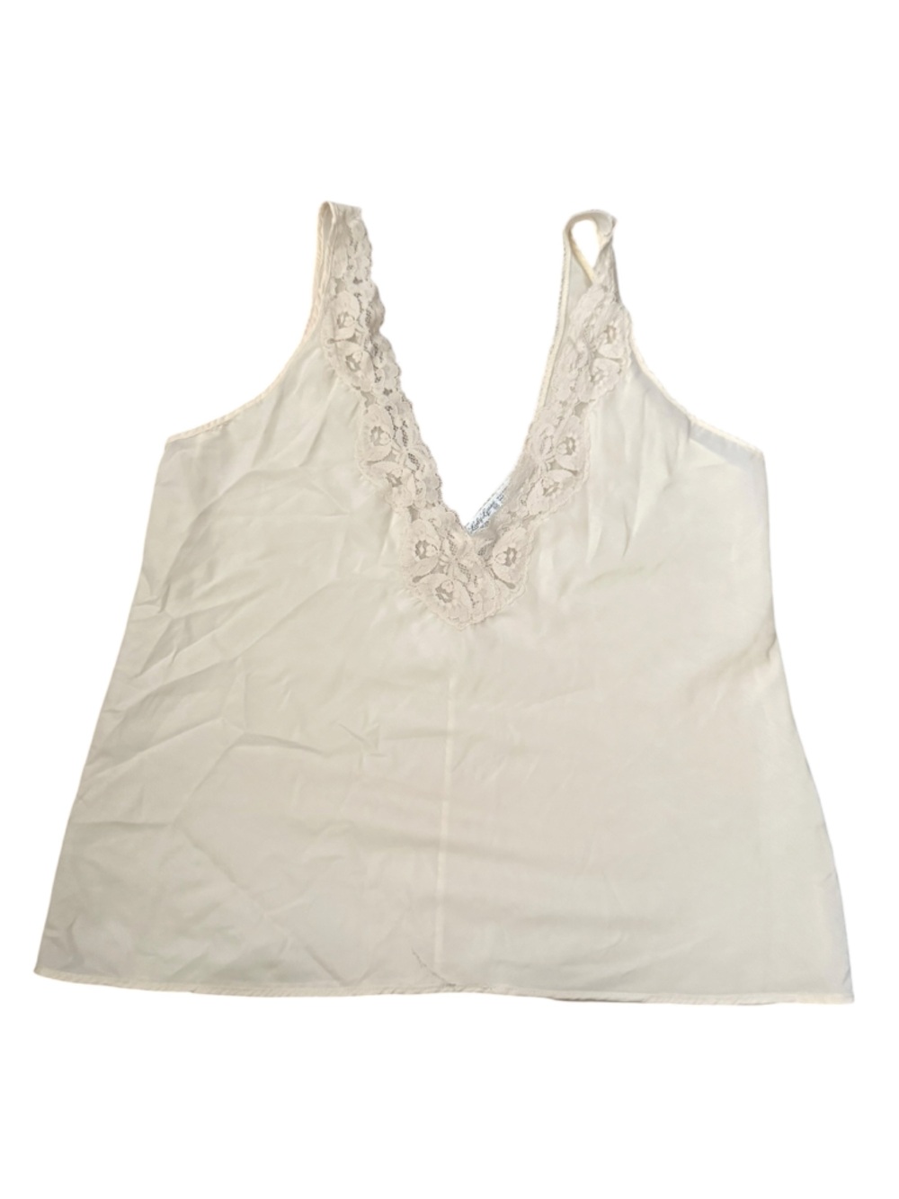 Lady Lynne Vintage Lace-Trim Slip Camisole — Cream